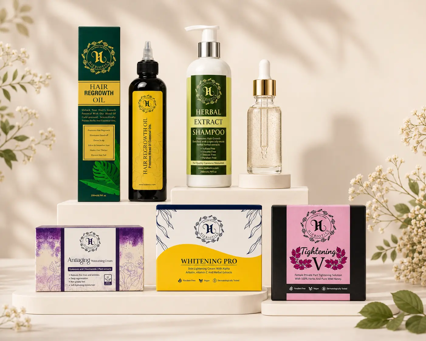 Hizbiotics Premium Skincare and Haircare Collection