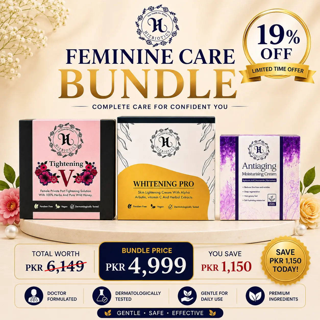 Hizbiotics Feminine Care Bundle